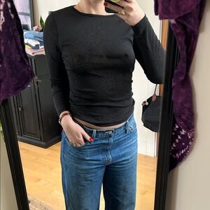 Stretchy black sheer long sleeve top